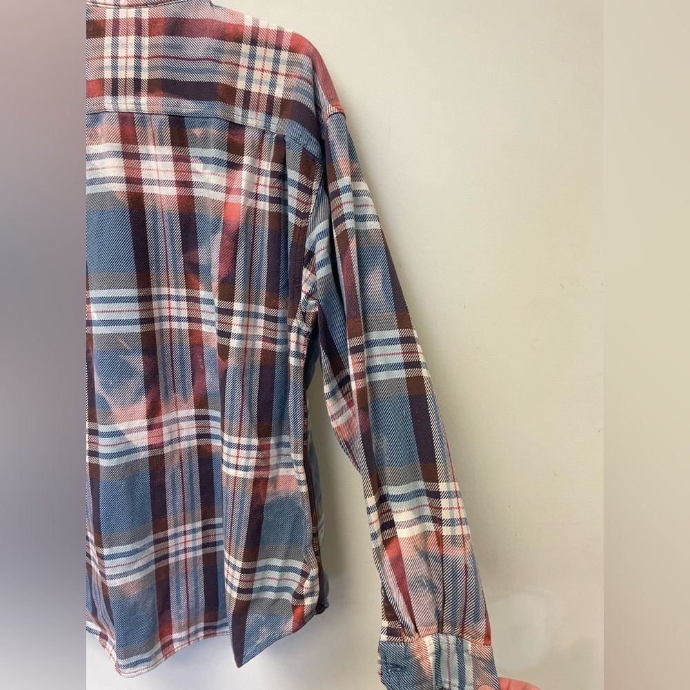 Custom Bleached Flannel Oversized Button Down Uni… - image 7
